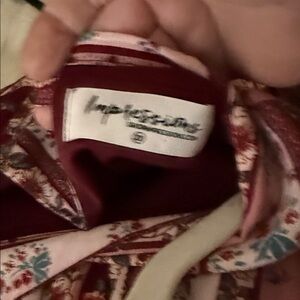 Impressions Burgundy and Pink Floral Scarf